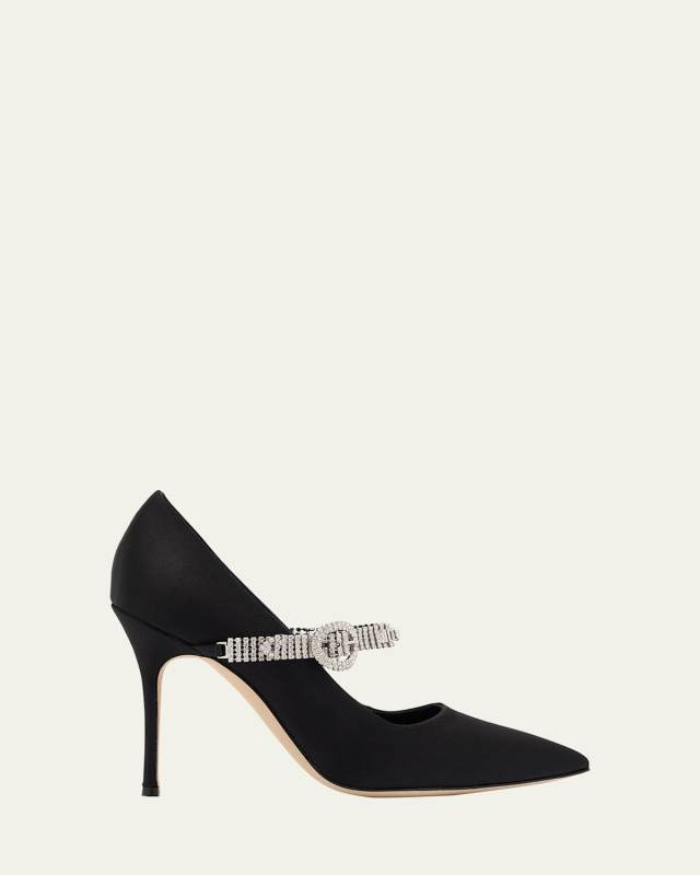 Hamedi Silk Crystal-Buckle Pumps